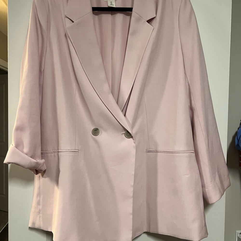 H&M Light Pink Double-Breasted Blazer